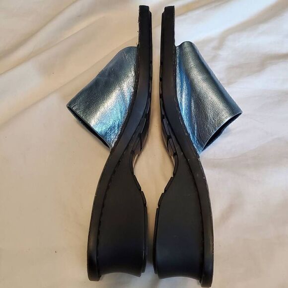 Markon Retro Blue Metallic Mule Wedge Size 9 - Picture 7 of 11